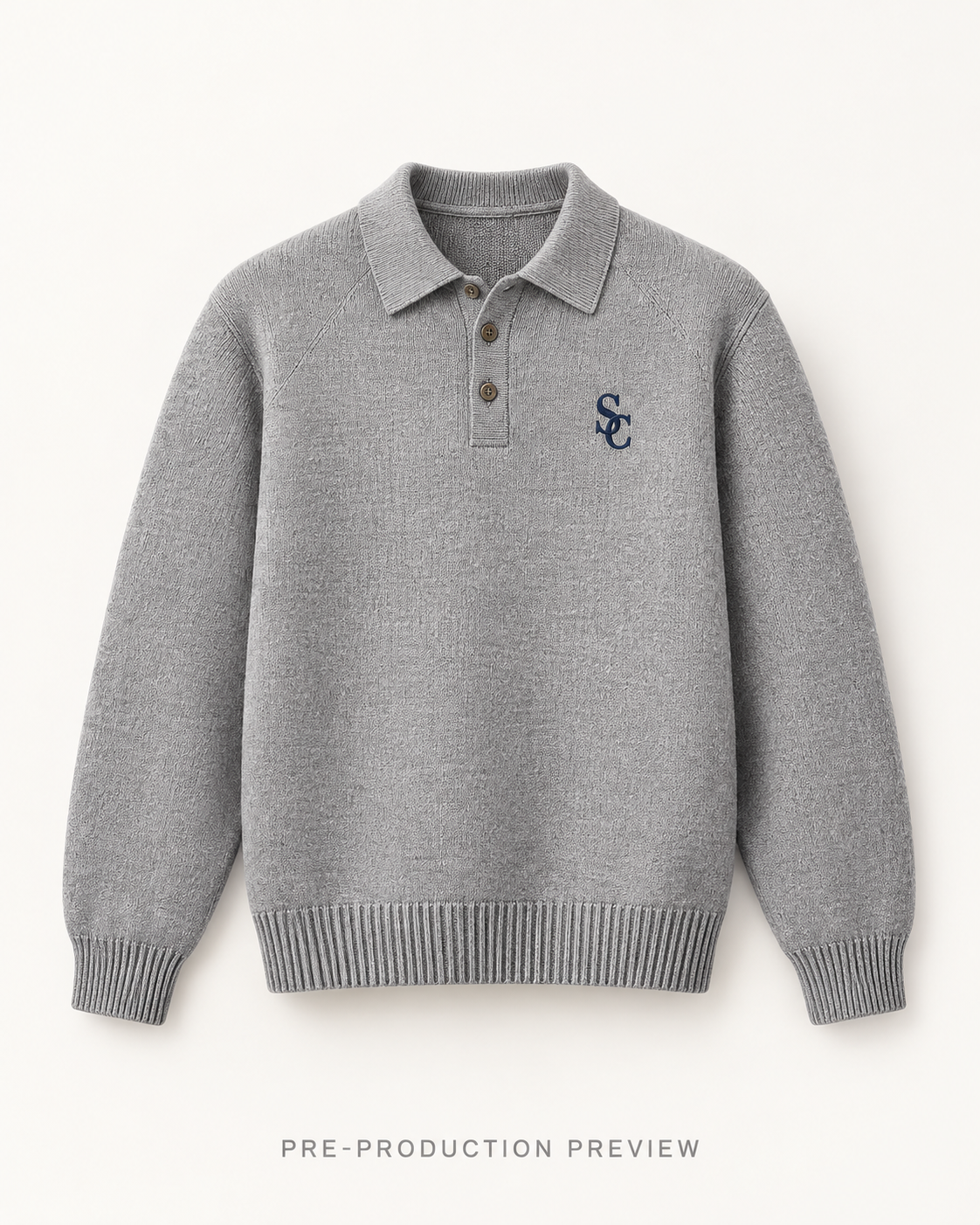Generated pre-production front preview of Southerly Long-Sleeve Knit Polo 091.