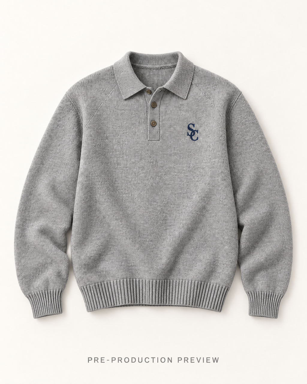 Generated pre-production flat lay preview of Southerly Long-Sleeve Knit Polo 091.