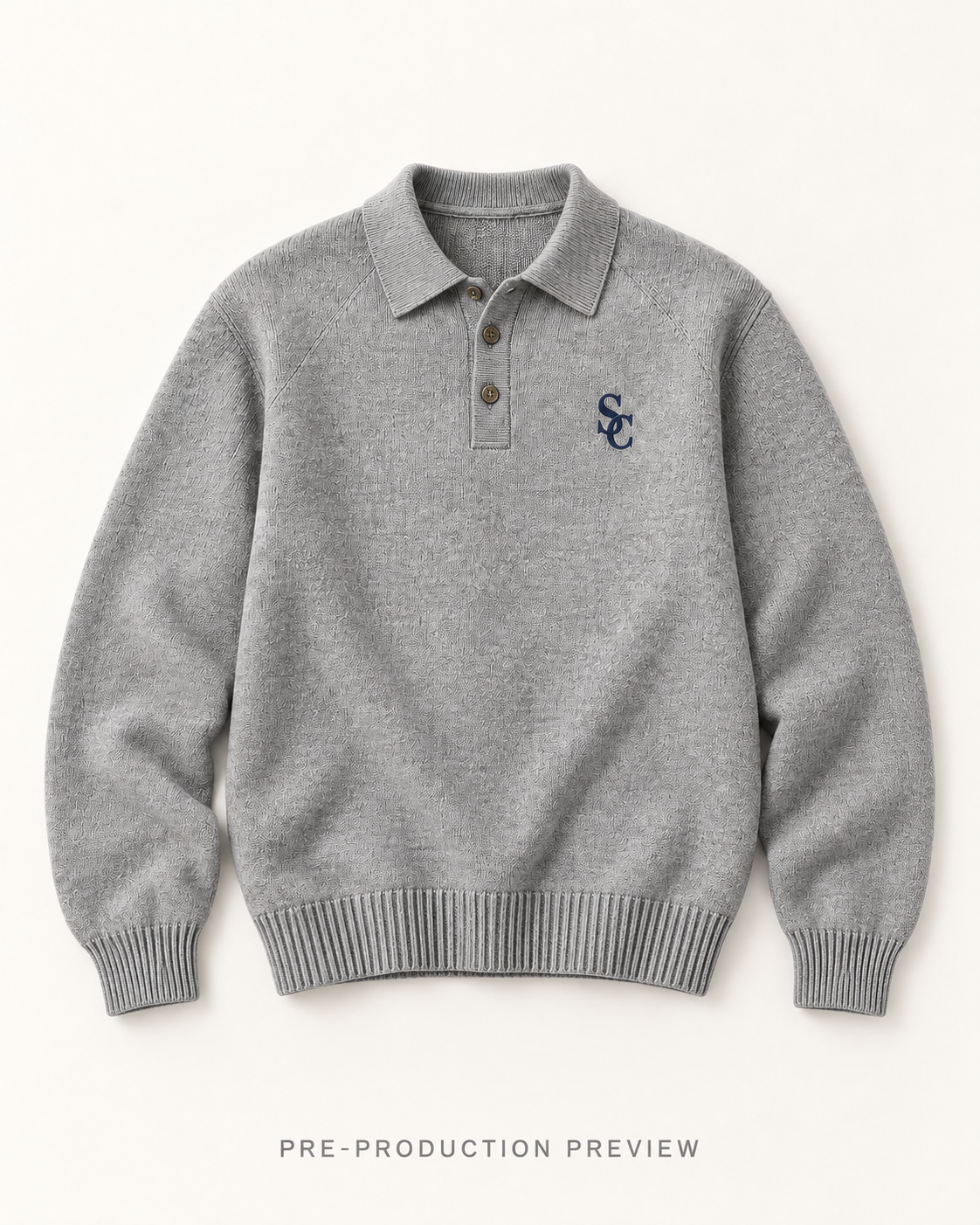 Generated pre-production flat lay preview of Southerly Long-Sleeve Knit Polo 091.