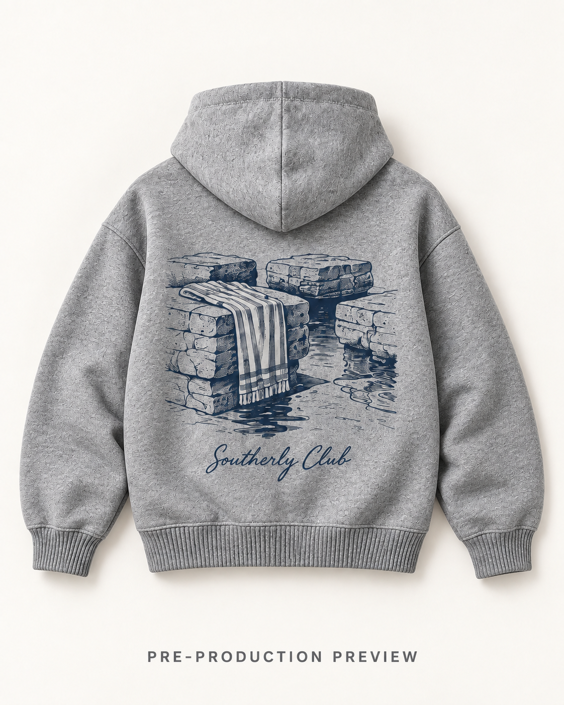 Generated pre-production flat lay preview of Tide Pool Graphic Hoodie 094.