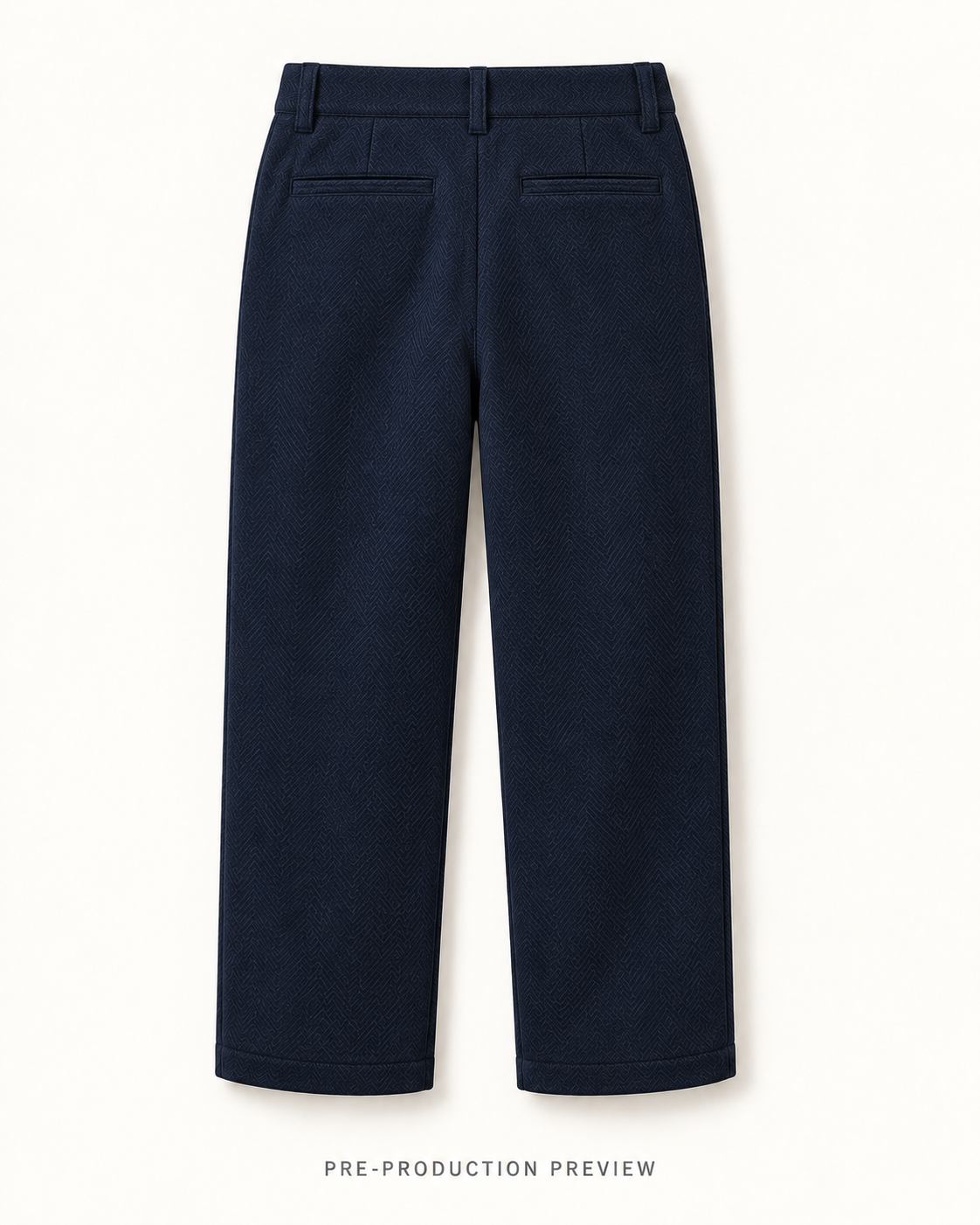 Generated pre-production back preview of Southerly Herringbone Trouser 098.
