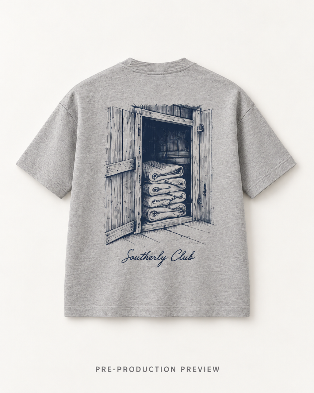 Generated pre-production back preview of Boat Shed Graphic Tee 099.