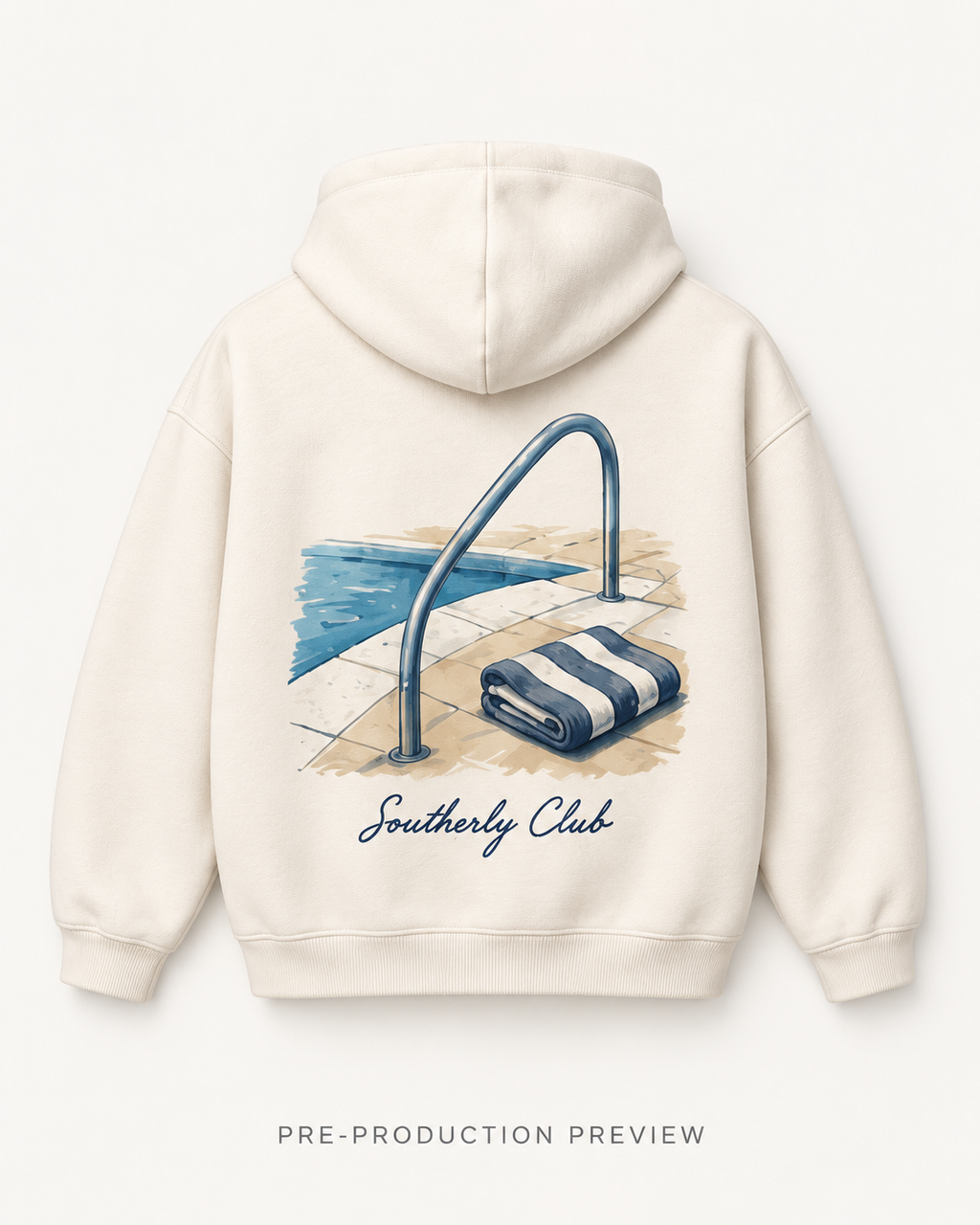 Generated pre-production back preview of Pool Rail Graphic Hoodie 100.