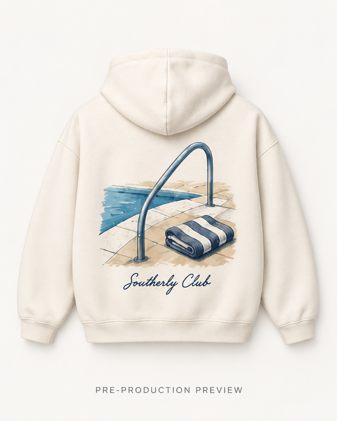 Generated pre-production back preview of Pool Rail Graphic Hoodie 100.