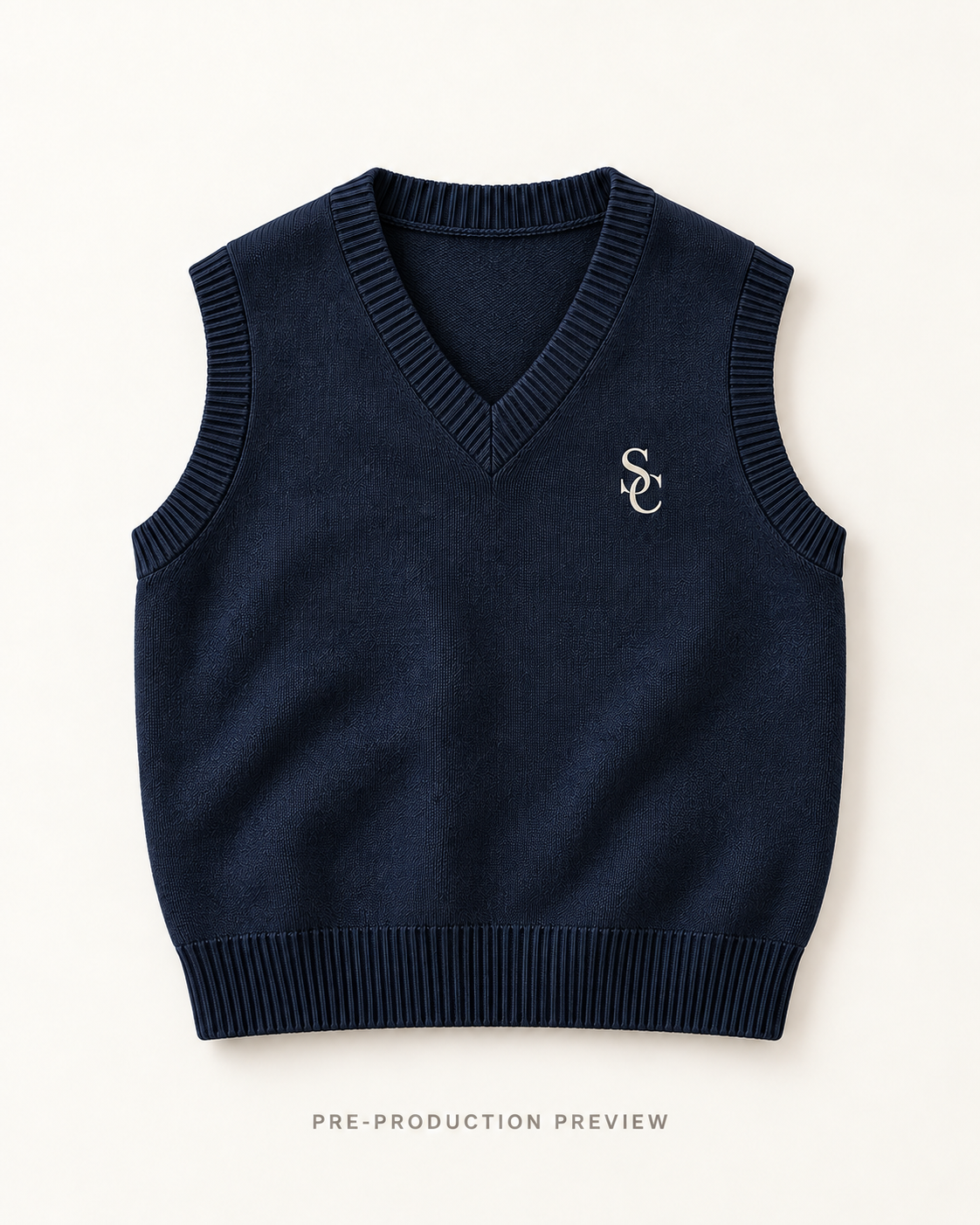 Generated pre-production flat lay preview of Southerly Knit Vest 101.
