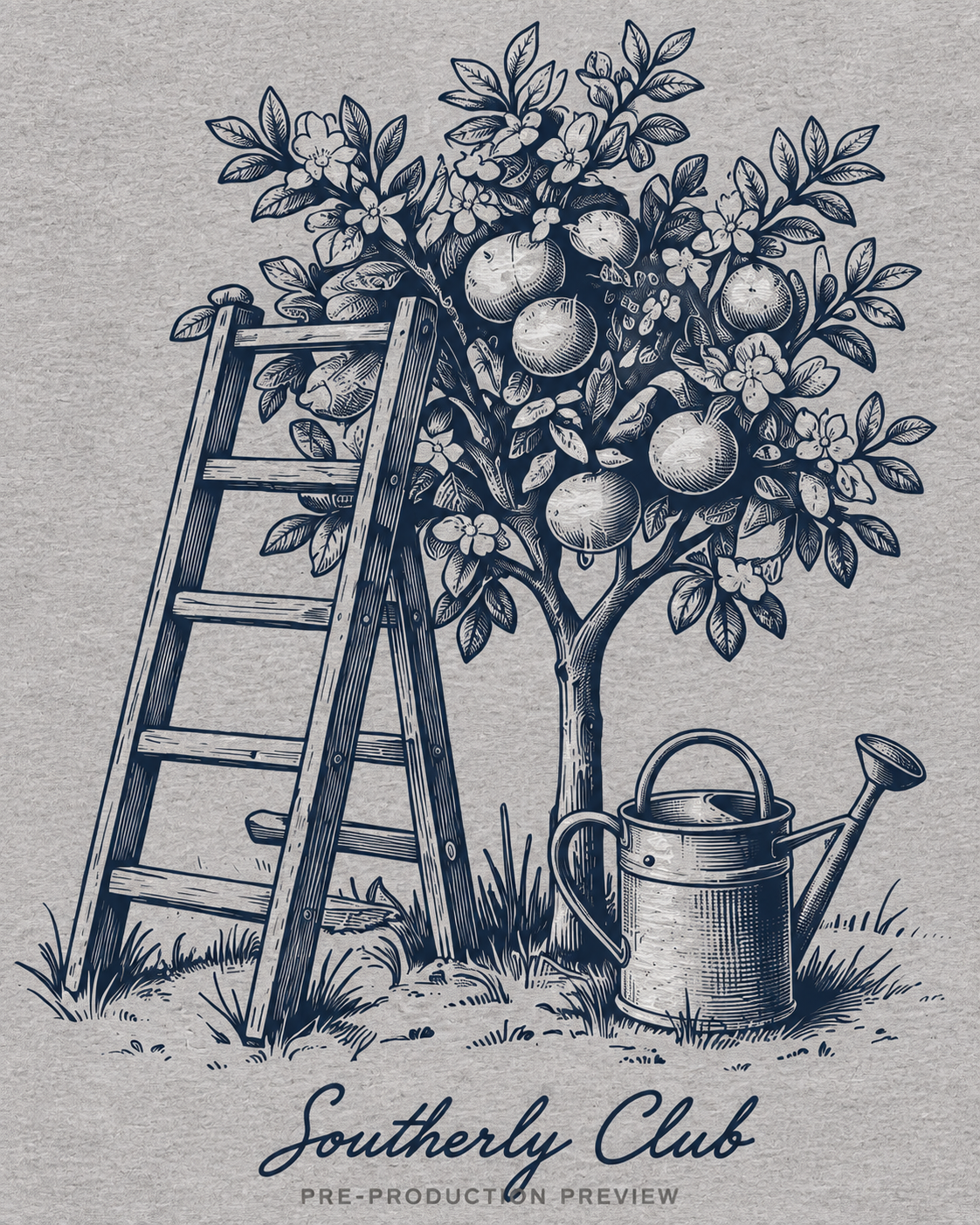 Generated pre-production artwork detail preview of Garden Ladder Graphic Tee 102.