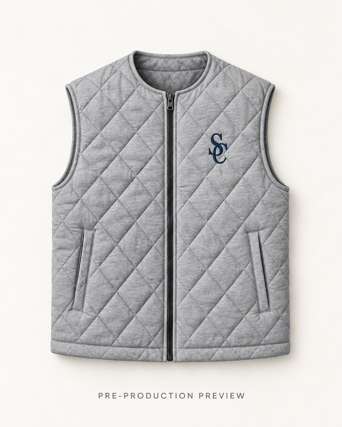Generated pre-production flat lay preview of Southerly Quilted Vest 110.