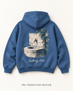 Generated pre-production flat lay preview of Quiet Basin Graphic Hoodie 112.