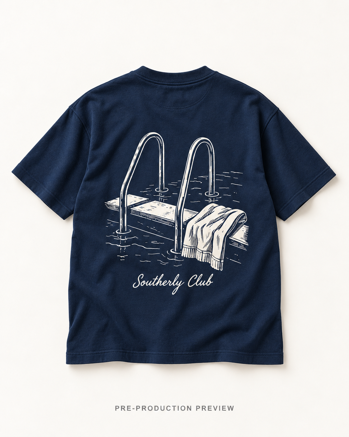 Generated pre-production flat lay preview of Landing Steps Graphic Tee 114.