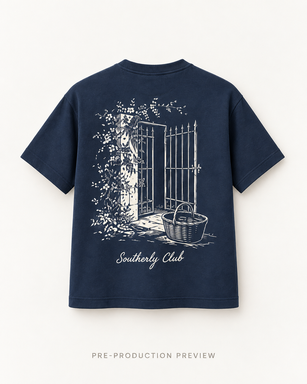 Generated pre-production back preview of Courtyard Gate Graphic Tee 117.