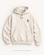 Generated pre-production flat lay preview of Southerly Collared Hoodie 124.