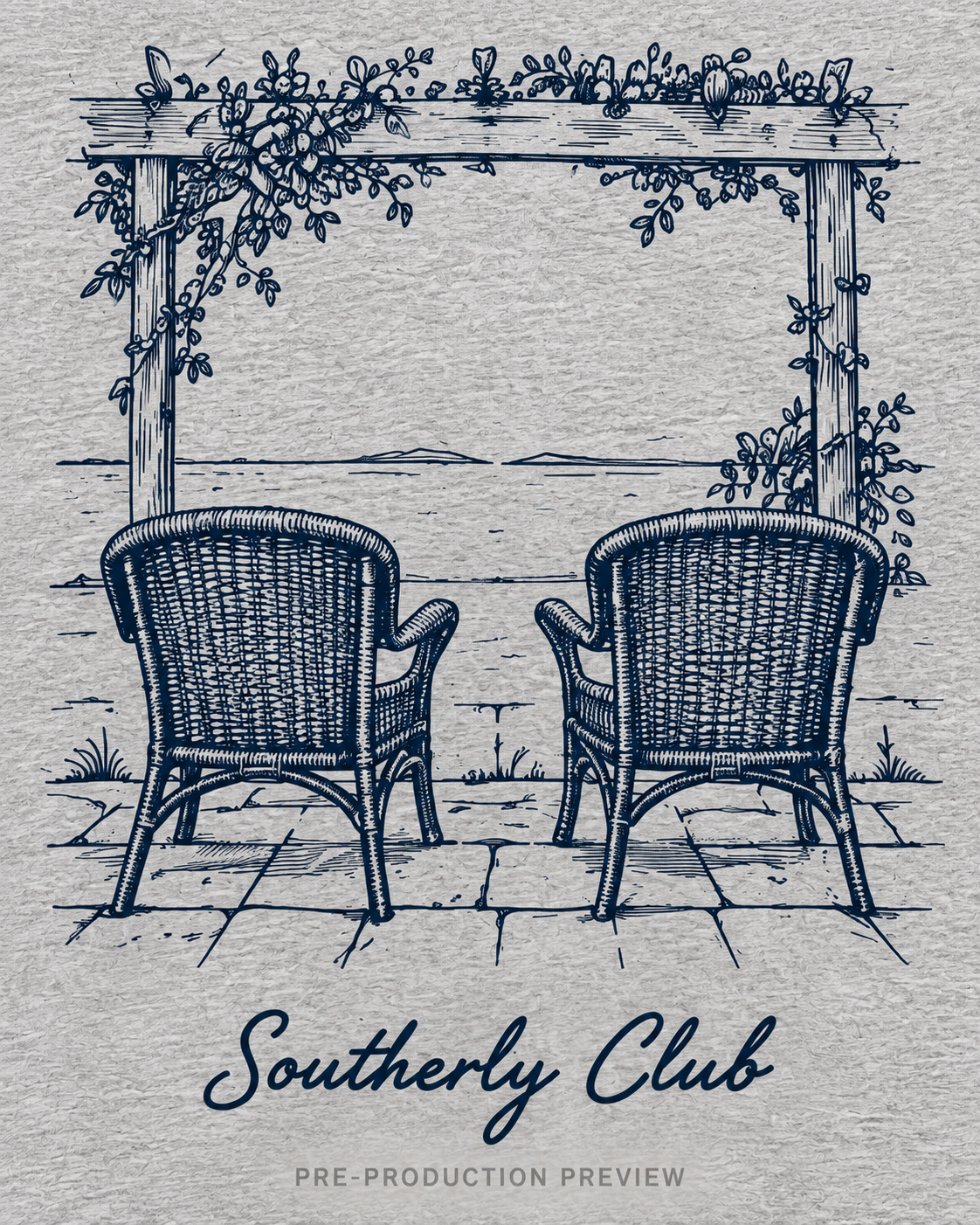 Generated pre-production artwork detail preview of Veranda Chairs Graphic Tee 126.