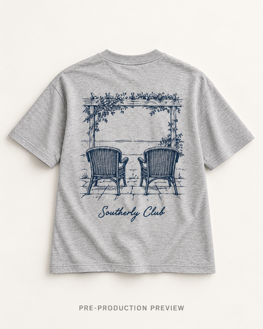 Generated pre-production flat lay preview of Veranda Chairs Graphic Tee 126.