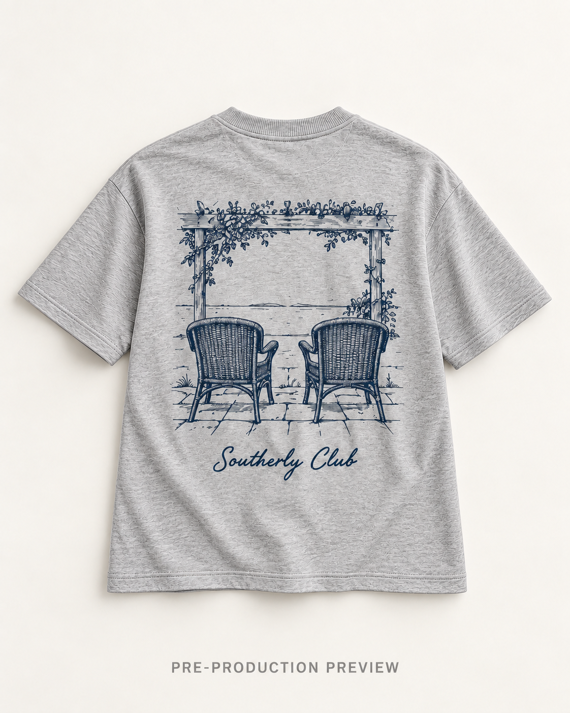 Generated pre-production flat lay preview of Veranda Chairs Graphic Tee 126.