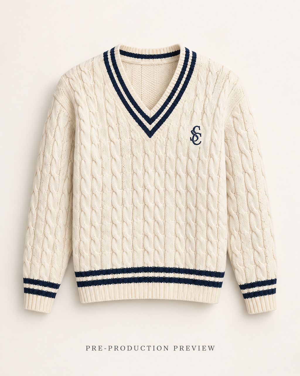 Generated pre-production front preview of Southerly Cable V-Neck Knit 128.