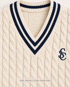 Generated pre-production artwork detail preview of Southerly Cable V-Neck Knit 128.