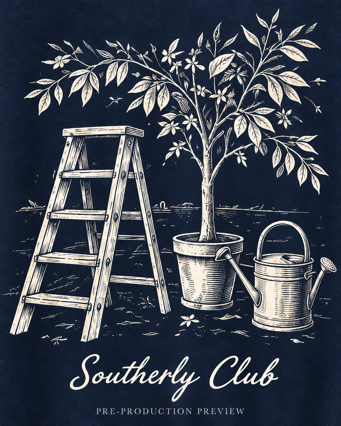 Generated pre-production artwork detail preview of Garden Ladder Graphic Hoodie 130.