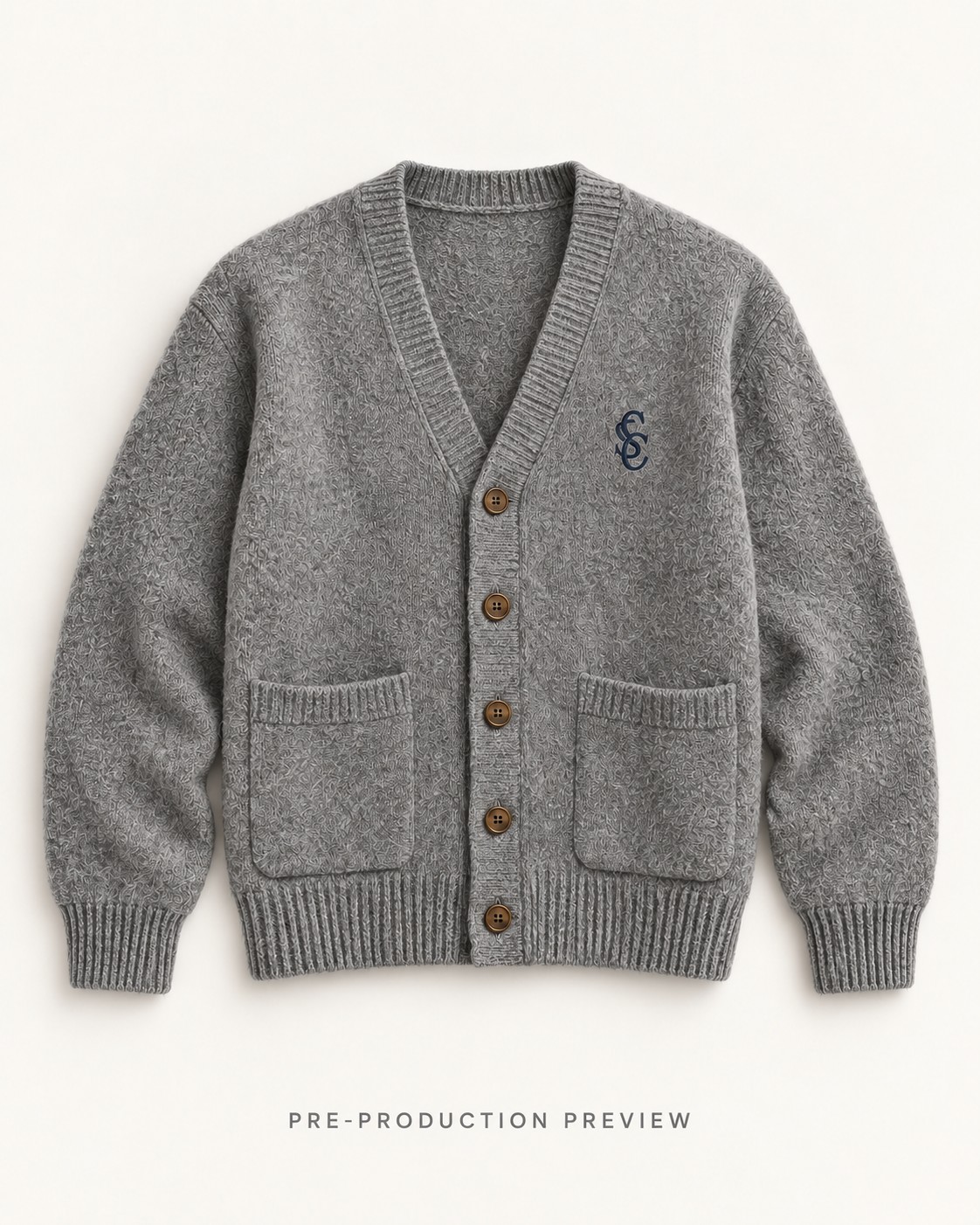 Generated pre-production flat lay preview of Southerly Wool Cardigan 131.