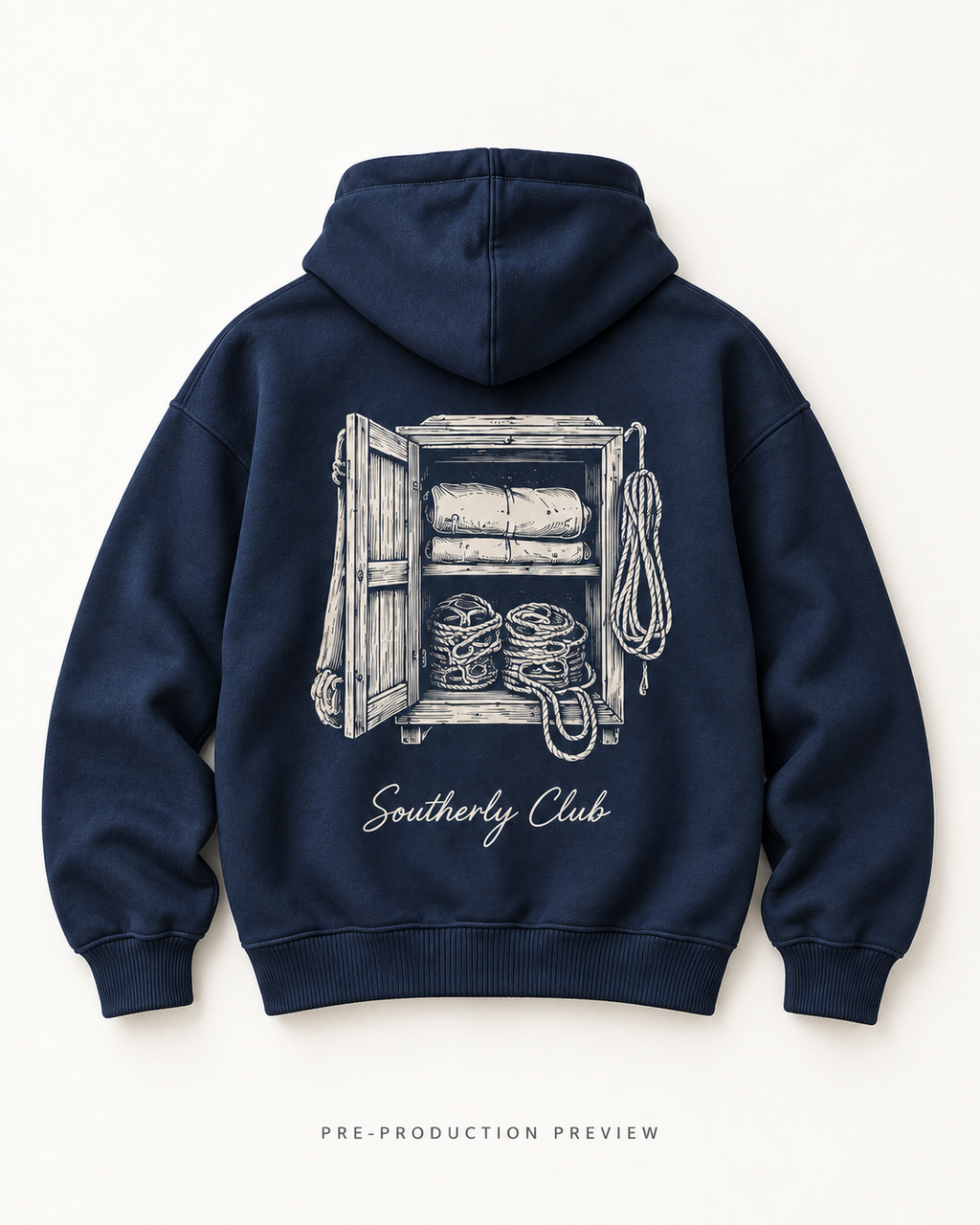 Generated pre-production flat lay preview of Sailing Locker Graphic Hoodie 133.