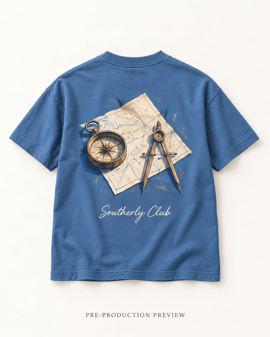 Generated pre-production flat lay preview of Navigation Desk Graphic Tee 136.