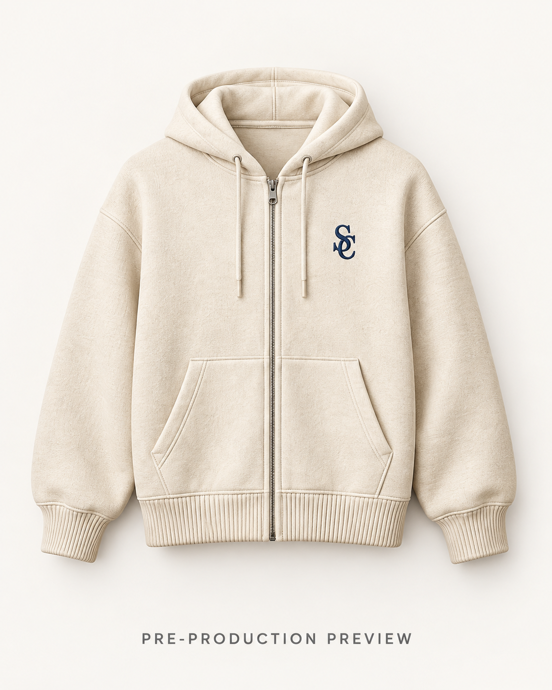 Generated pre-production front preview of Southerly Brushed Zip Hoodie 137.
