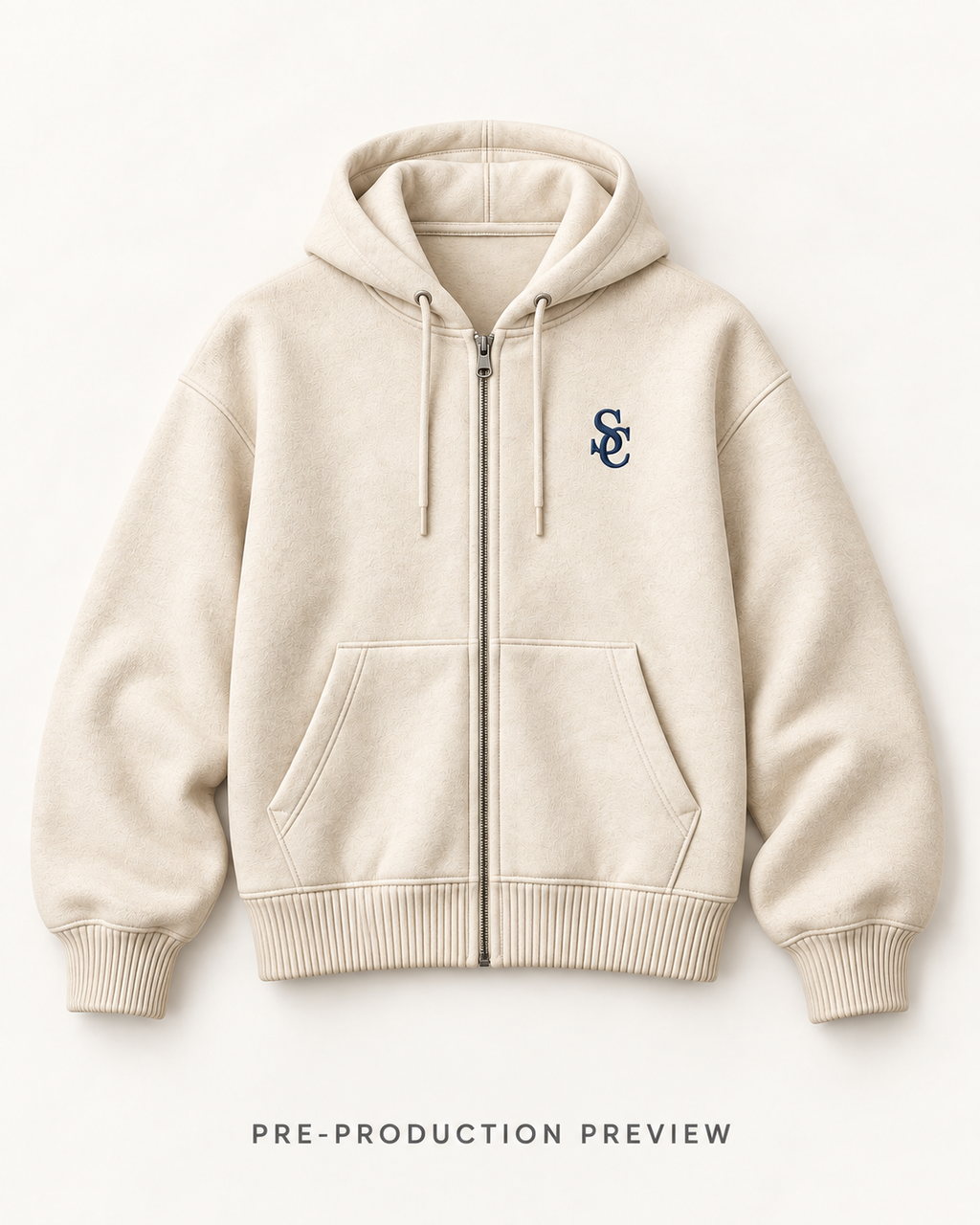 Generated pre-production flat lay preview of Southerly Brushed Zip Hoodie 137.
