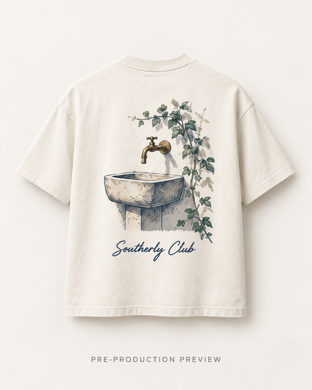 Generated pre-production back preview of Quiet Basin Graphic Tee 140.