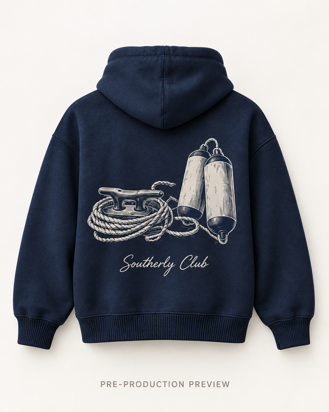 Generated pre-production back preview of Mooring Study Graphic Hoodie 141.