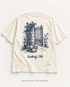 Generated pre-production flat lay preview of Courtyard Gate Graphic Tee 145.