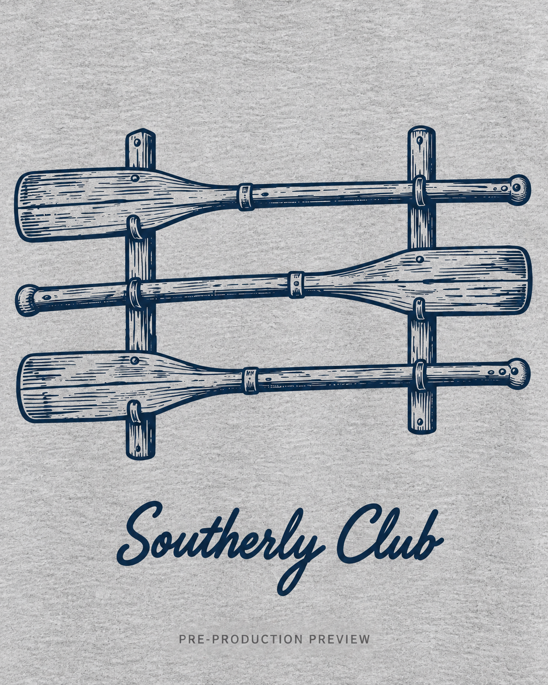 Generated pre-production artwork detail preview of Oar Rack Graphic Tee 147.