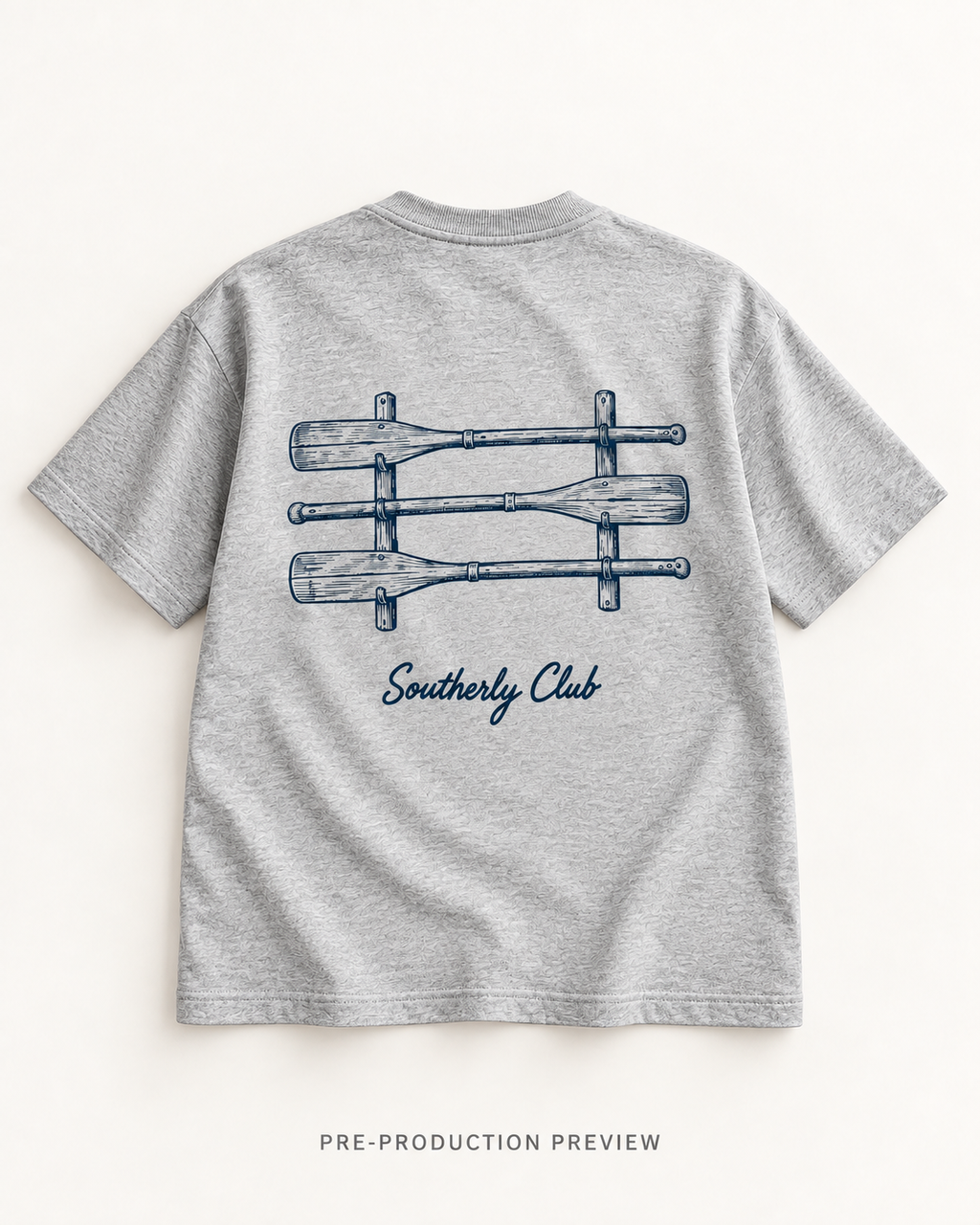 Generated pre-production flat lay preview of Oar Rack Graphic Tee 147.