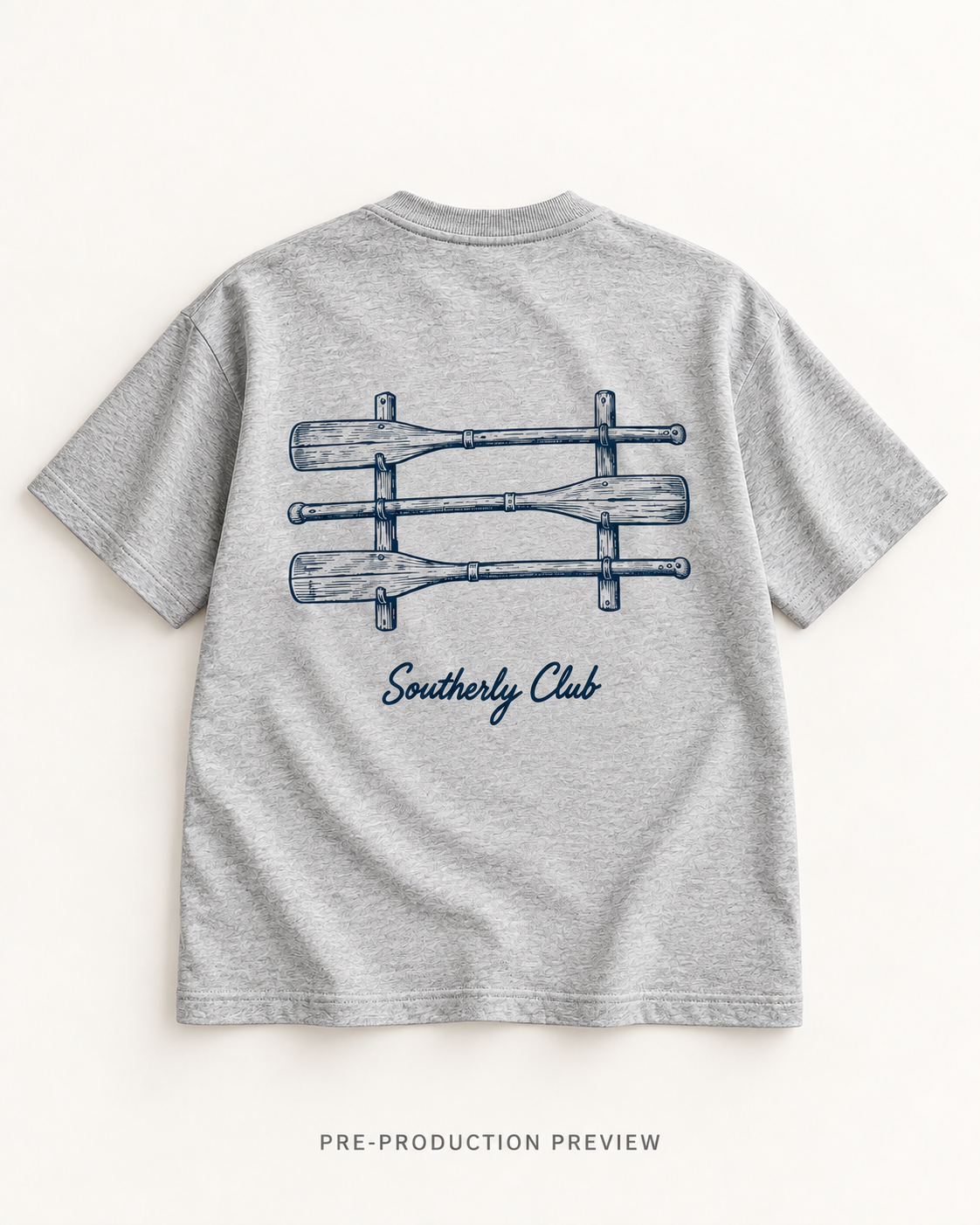 Generated pre-production flat lay preview of Oar Rack Graphic Tee 147.