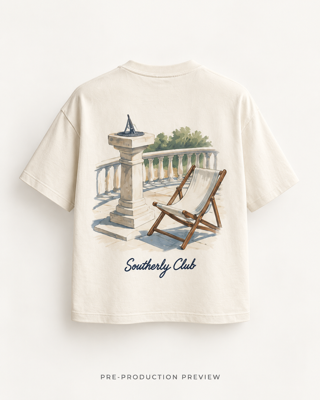 Generated pre-production back preview of Sundial Study Graphic Tee 148.