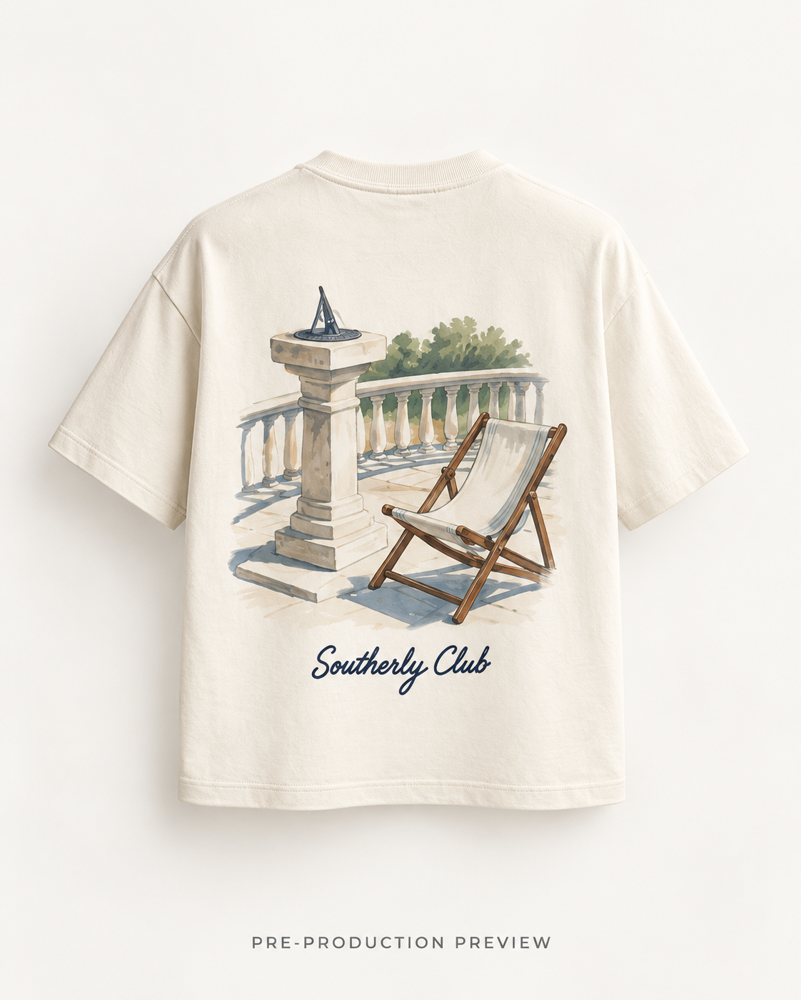 Generated pre-production back preview of Sundial Study Graphic Tee 148.
