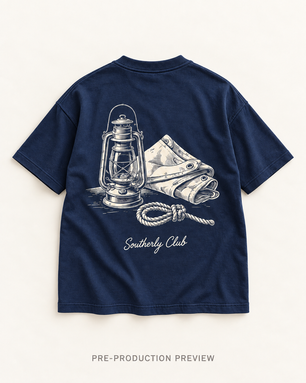 Generated pre-production flat lay preview of Deck Lantern Graphic Tee 149.