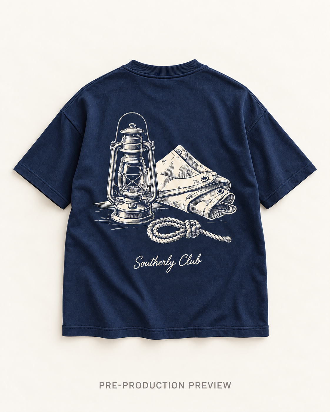 Generated pre-production flat lay preview of Deck Lantern Graphic Tee 149.
