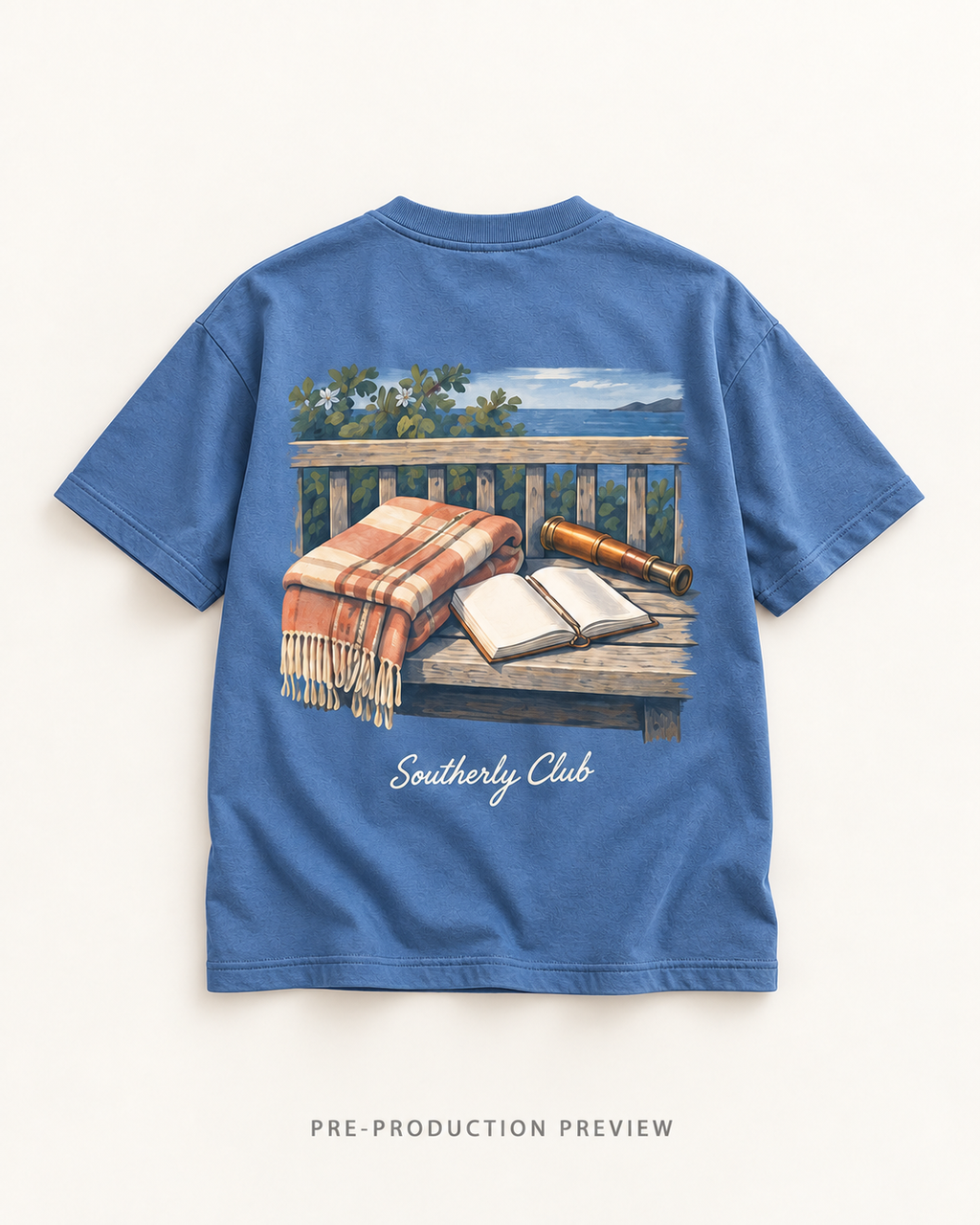 Generated pre-production flat lay preview of Mountain Reading Graphic Tee 152.