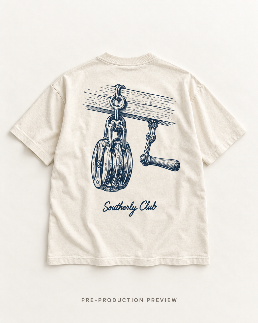 Generated pre-production flat lay preview of Rope Pulley Graphic Tee 153.