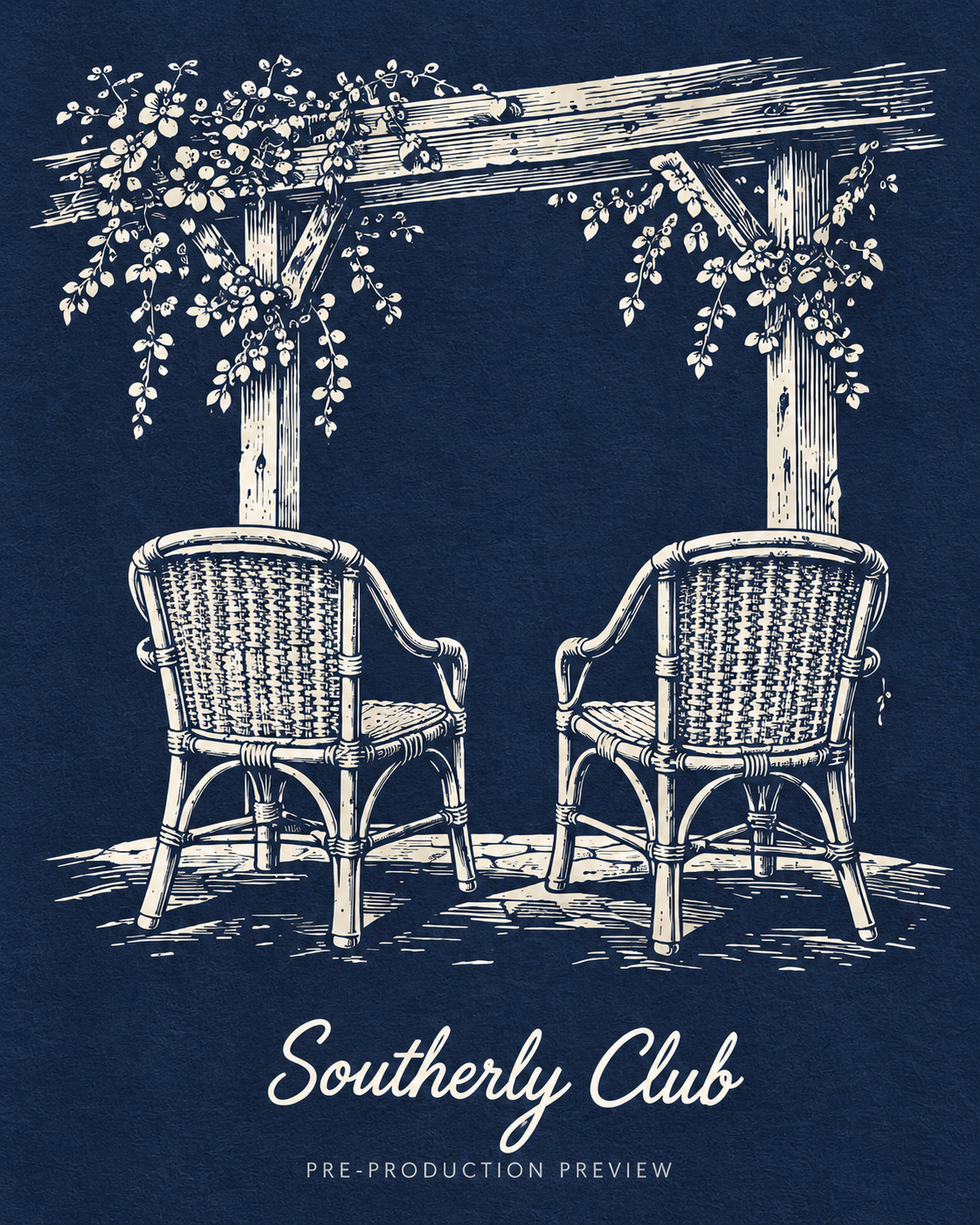 Generated pre-production artwork detail preview of Veranda Chairs Graphic Tee 154.