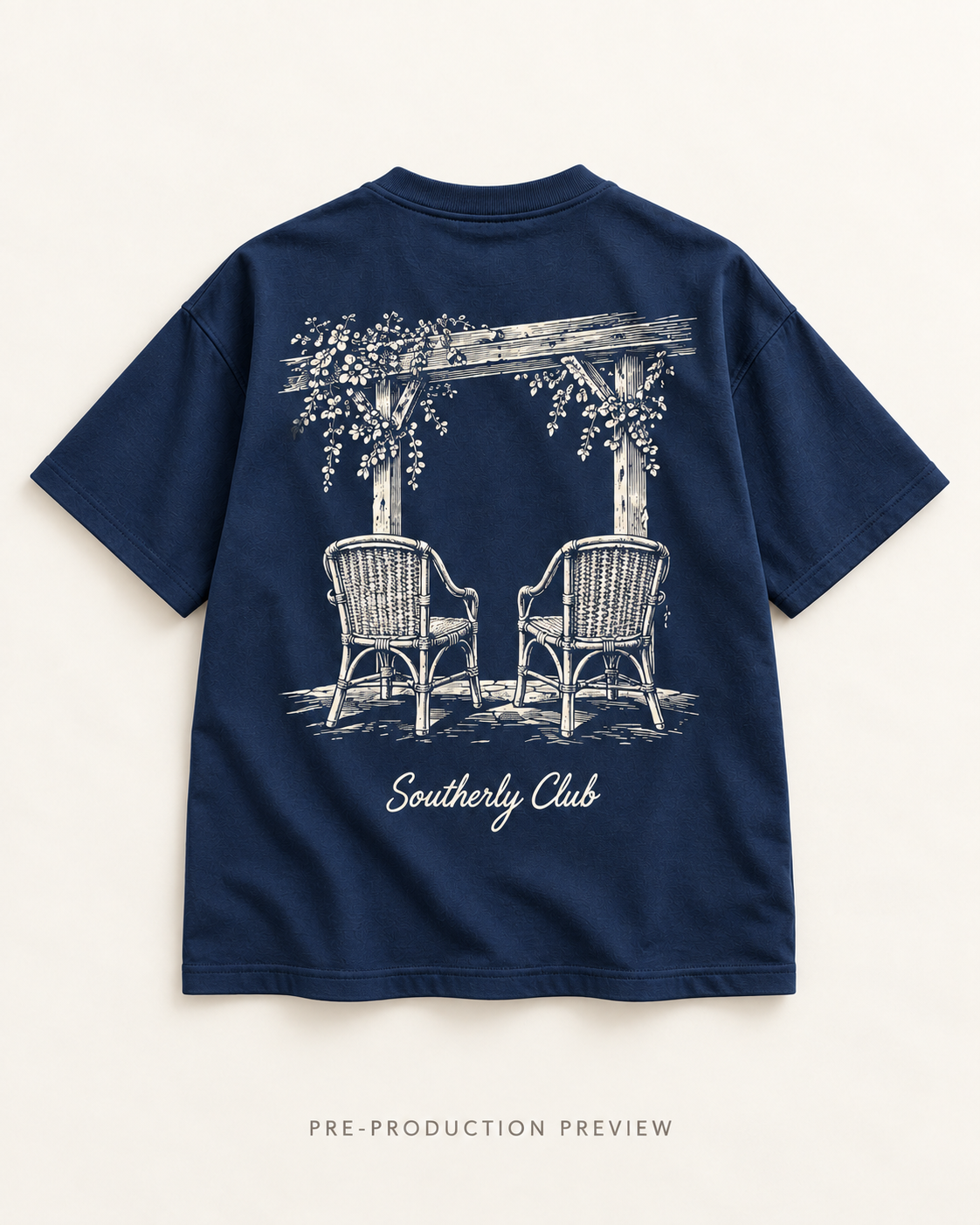 Generated pre-production flat lay preview of Veranda Chairs Graphic Tee 154.