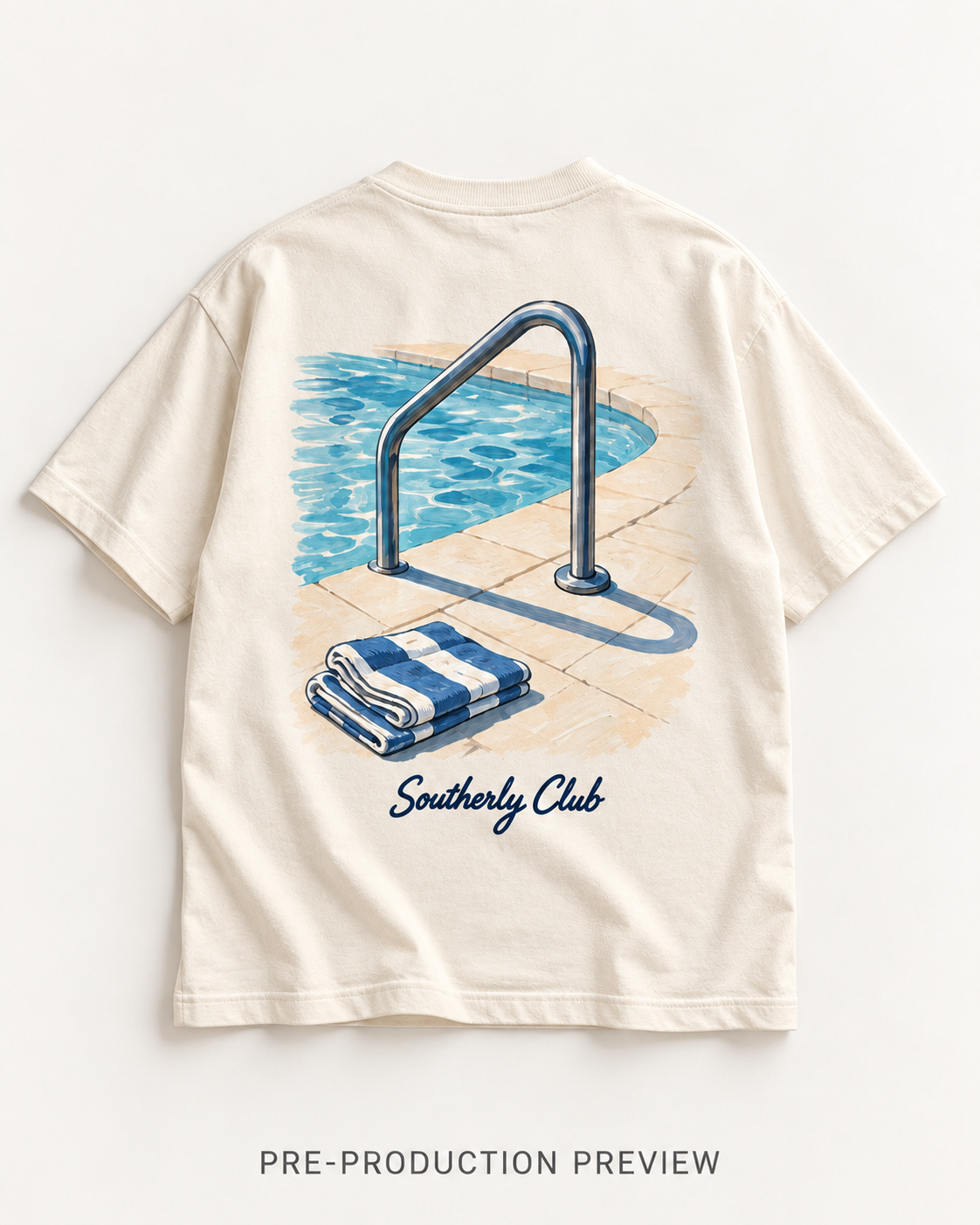 Generated pre-production flat lay preview of Pool Rail Graphic Tee 156.