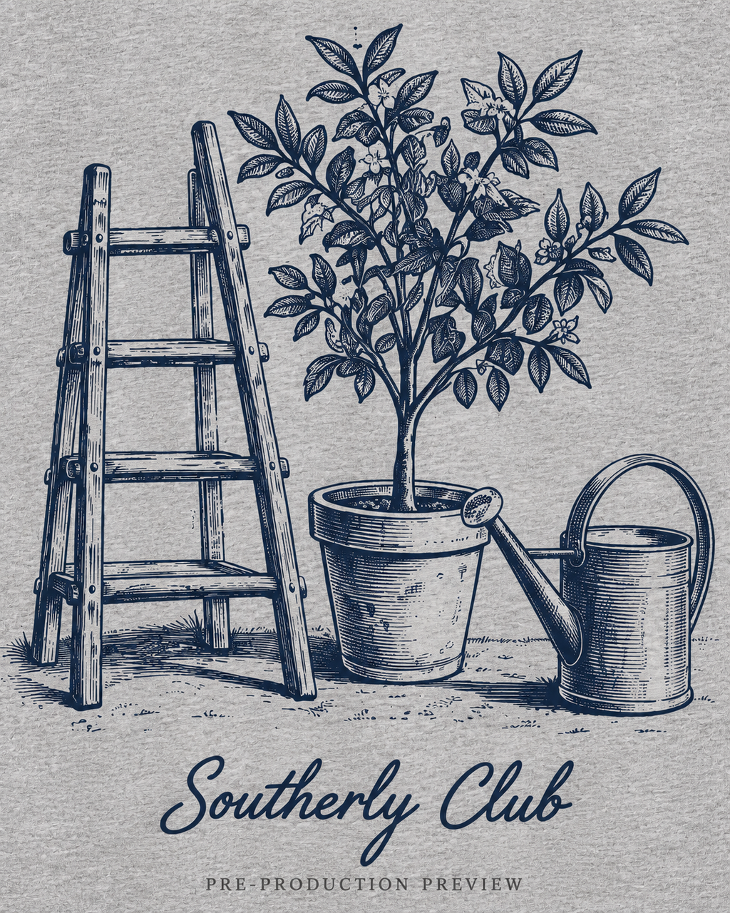 Generated pre-production artwork detail preview of Garden Ladder Graphic Tee 158.