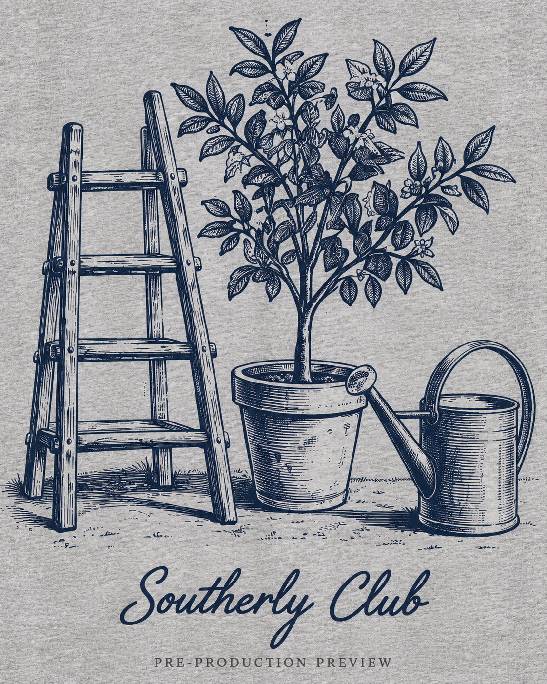 Generated pre-production artwork detail preview of Garden Ladder Graphic Tee 158.