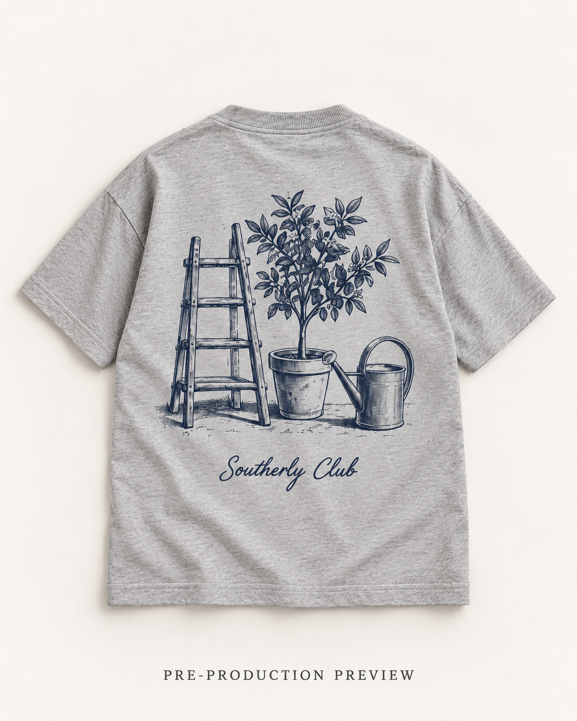 Generated pre-production flat lay preview of Garden Ladder Graphic Tee 158.