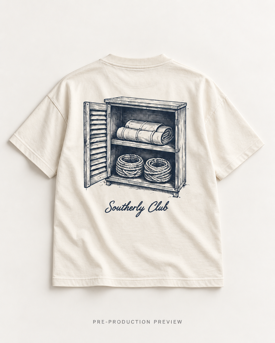 Generated pre-production flat lay preview of Sailing Locker Graphic Tee 161.