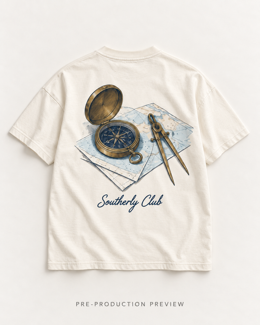 Generated pre-production flat lay preview of Navigation Desk Graphic Tee 164.