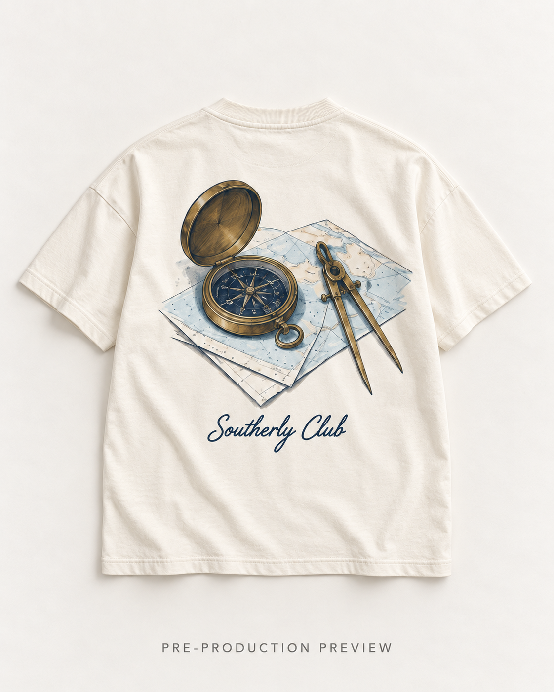 Generated pre-production flat lay preview of Navigation Desk Graphic Tee 164.