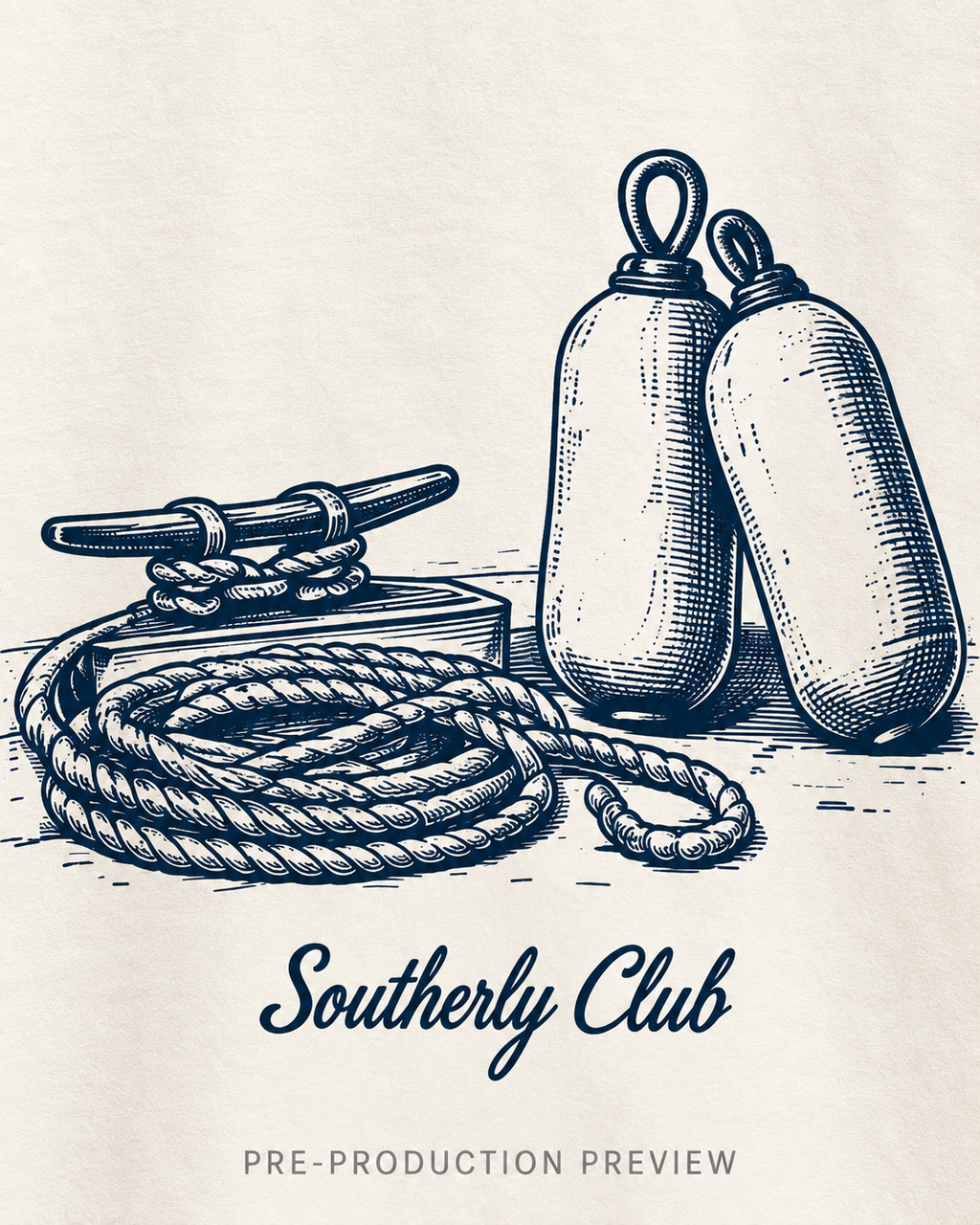 Generated pre-production artwork detail preview of Mooring Study Graphic Tee 169.