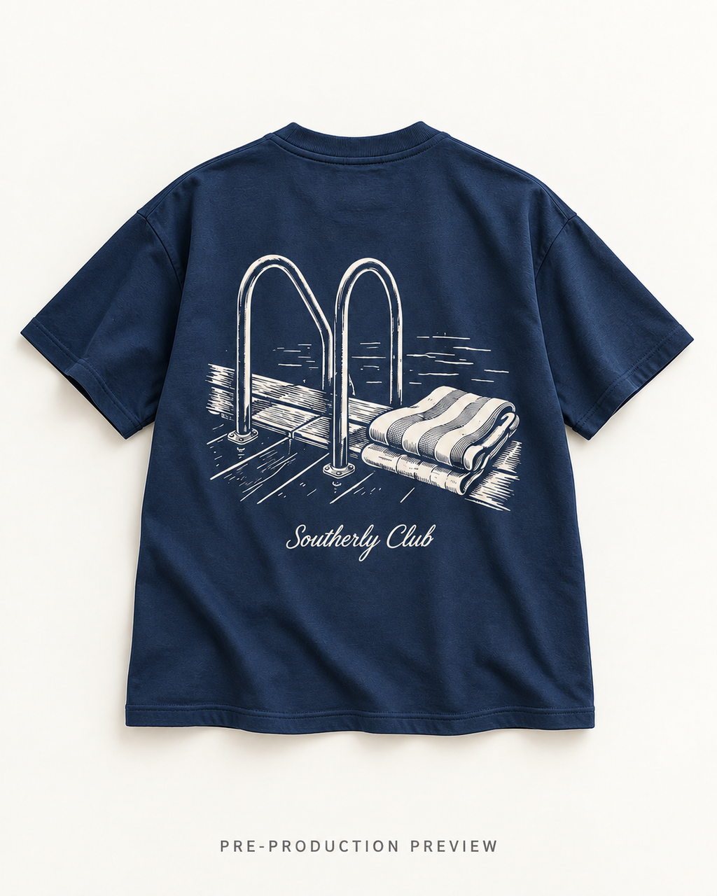 Generated pre-production flat lay preview of Landing Steps Graphic Tee 170.