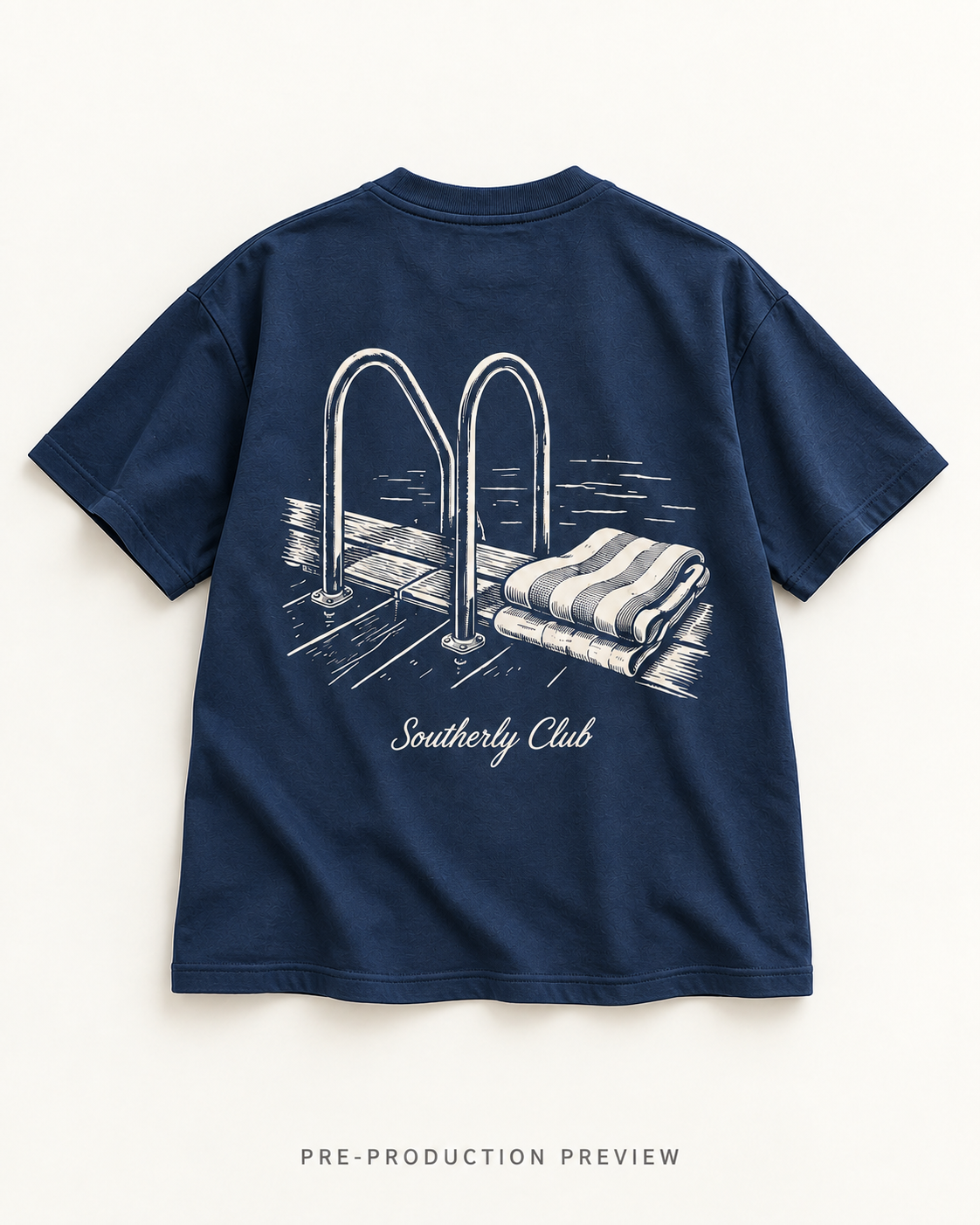 Generated pre-production flat lay preview of Landing Steps Graphic Tee 170.